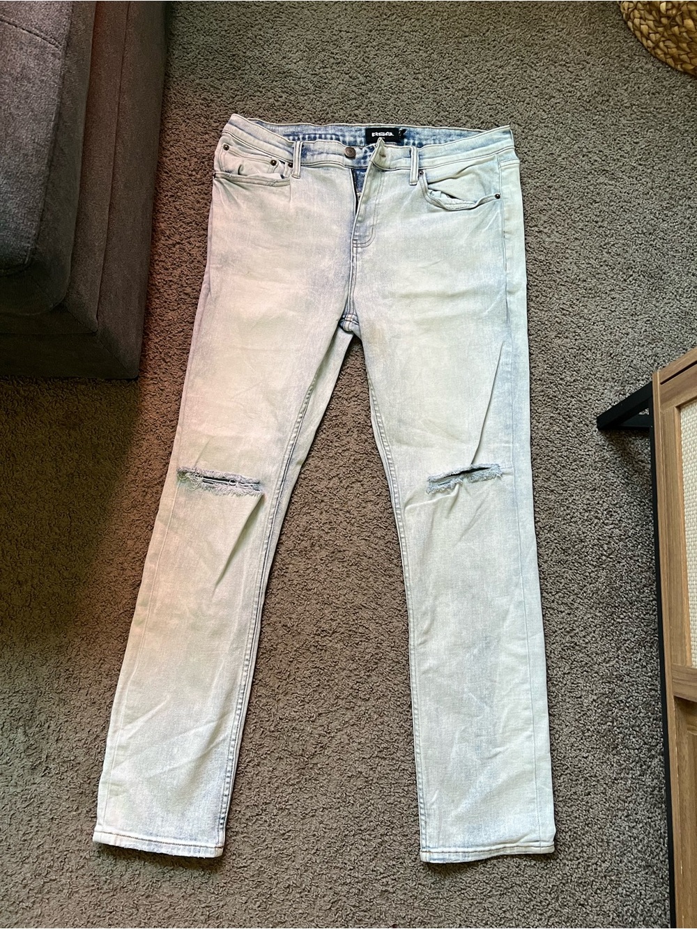 RSQ Men’s Skinny Distressed Light Wash Jeans